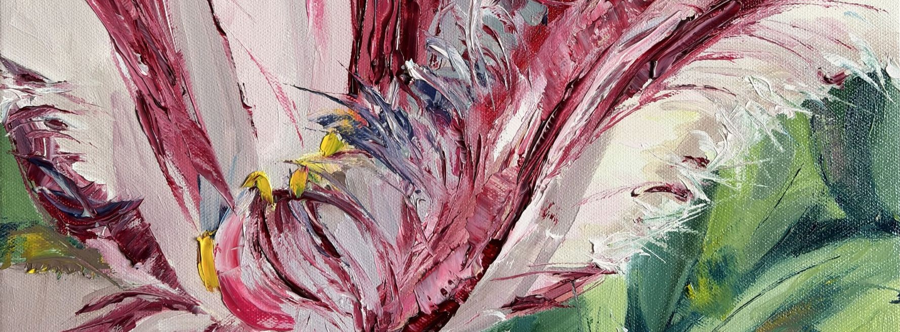Contemporary floral painting by Kateryna Struzhko, expressive garden study in oil on canvas